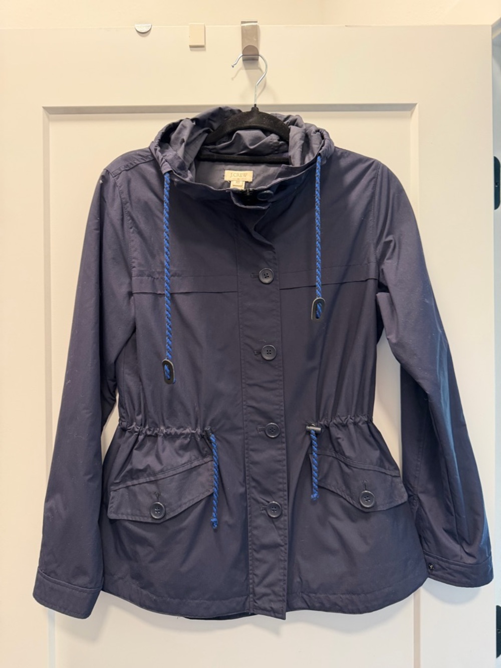 J. Crew Factory Navy Hooded Drawstring Utility Jacket Size XS